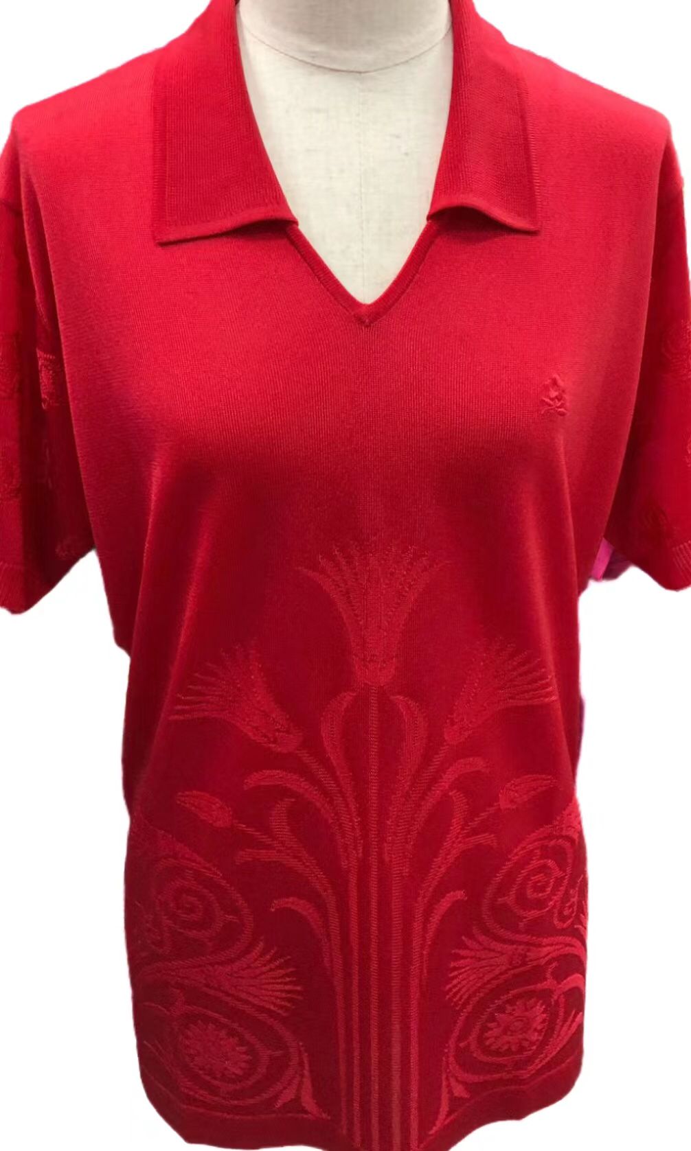 女装短䄂358343-3944夢特嬌絲質V字反領