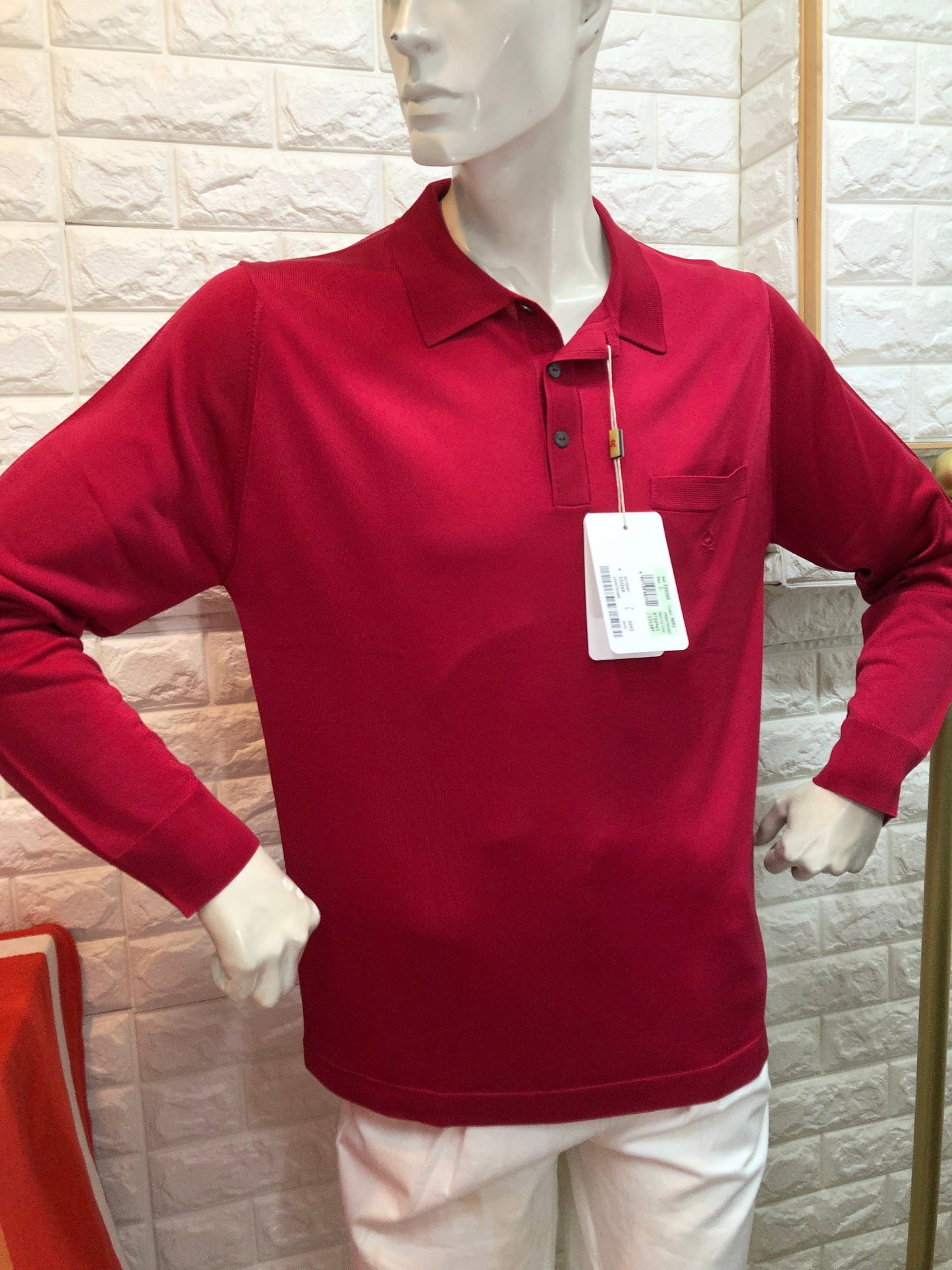 長袖絲質MONTAGUT long sleeves fil lumiere- 320268-3092 大紅色plain pattern
