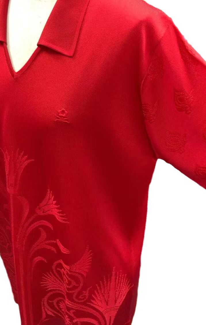 女装短䄂358343-3944夢特嬌絲質V字反領