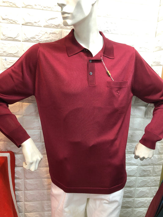 長袖絲質MONTAGUT long sleeves fil lumiere- 320268-9195 棗紅色plain pattern